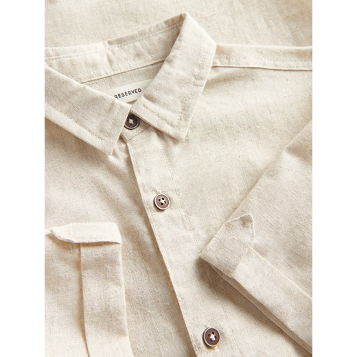 Koszula chłopięca beżowa Reserved z tkaniny 