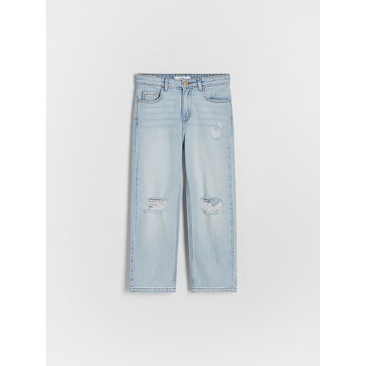 Reserved - Jeansy straight z rozcięciami - niebieski ze sklepu Reserved w kategorii Spodnie dziewczęce - zdjęcie 172432642