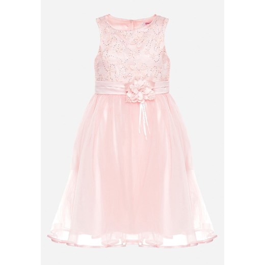 Różowa Sukienka Princeska z Perełkami i Kokardką Crissta ze sklepu Born2be Odzież w kategorii Sukienki dziewczęce - zdjęcie 172435020