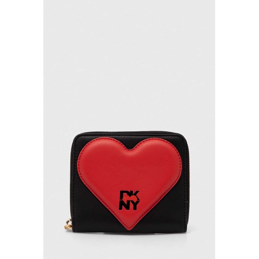 Dkny portfel skórzany HEART OF NY damski kolor czarny R411ZF05 ze sklepu ANSWEAR.com w kategorii Portfele damskie - zdjęcie 172435201
