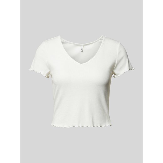 T-shirt krótki z falistym dołem model ‘KIKA’ ze sklepu Peek&Cloppenburg  w kategorii Bluzki damskie - zdjęcie 172435293