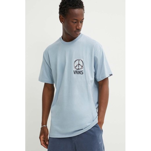 Vans t-shirt bawełniany męski kolor niebieski z nadrukiem Vans S ANSWEAR.com