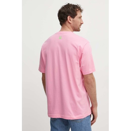 United Colors of Benetton t-shirt bawełniany kolor różowy z nadrukiem United Colors Of Benetton XL ANSWEAR.com