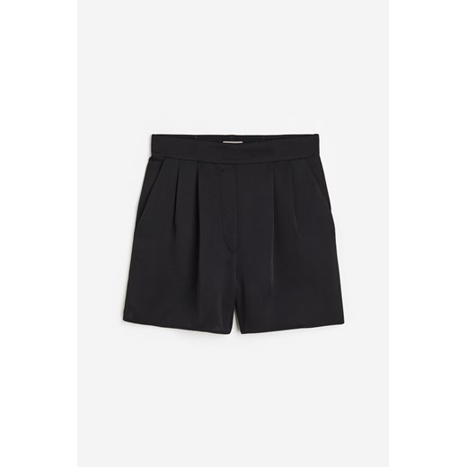 H & M - Satynowe szorty bez zapięcia - Czarny ze sklepu H&M w kategorii Szorty - zdjęcie 172440013
