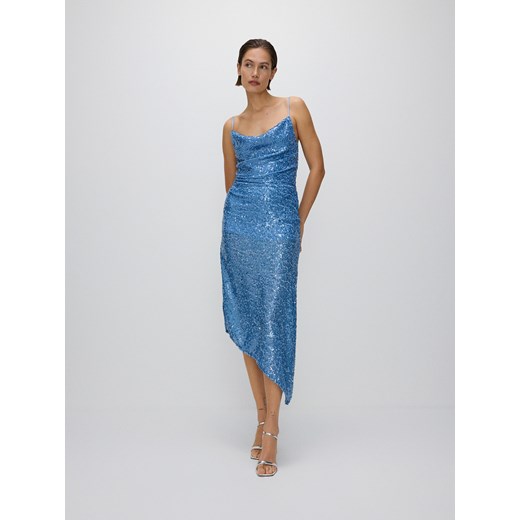Reserved - Asymetryczna sukienka maxi z cekinami - jasnoniebieski ze sklepu Reserved w kategorii Sukienki - zdjęcie 172440433