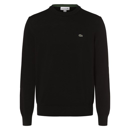 Lacoste Męski sweter Mężczyźni Bawełna czarny jednolity ze sklepu vangraaf w kategorii Swetry męskie - zdjęcie 172440570