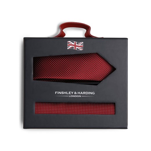 Finshley & Harding London Krawat i poszetka z jedwabiu Mężczyźni Jedwab czerwony wzorzysty ze sklepu vangraaf w kategorii Krawaty - zdjęcie 172440693