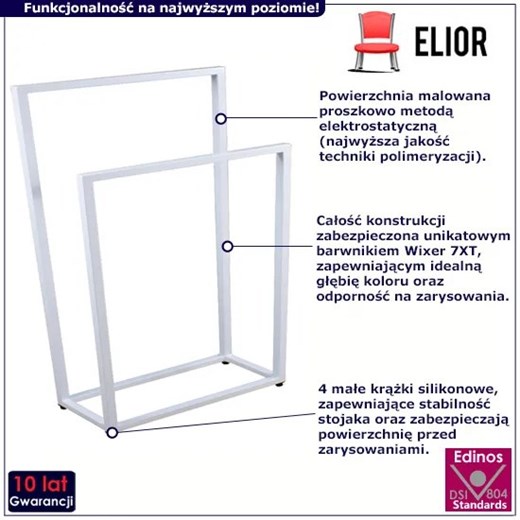 Biały metalowy stojak na ręczniki 75 cm - Sarsa 5X Elior One Size Edinos.pl