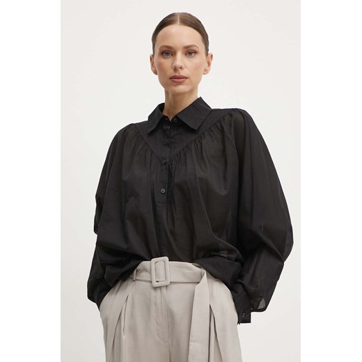 Sisley bluzka bawełniana damska kolor czarny gładka ze sklepu ANSWEAR.com w kategorii Bluzki damskie - zdjęcie 172444630