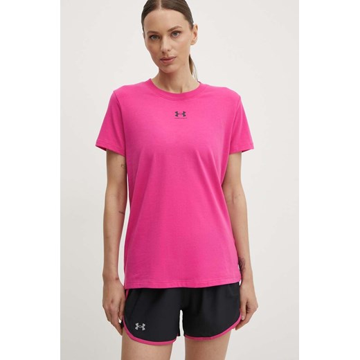 Under Armour t-shirt damski kolor różowy ze sklepu ANSWEAR.com w kategorii Bluzki damskie - zdjęcie 172444713