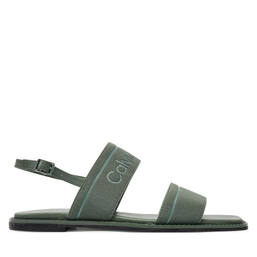 Sandały Calvin Klein Flat Sandal He HW0HW01990 Zielony ze sklepu eobuwie.pl w kategorii Sandały damskie - zdjęcie 172450394