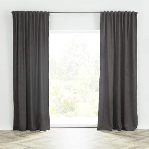 Zasłona BASIC na taśmie marszczącej 140x260cm czarny szenil 1 szt. Dekoria One Size wyprzedaż dekoria.pl