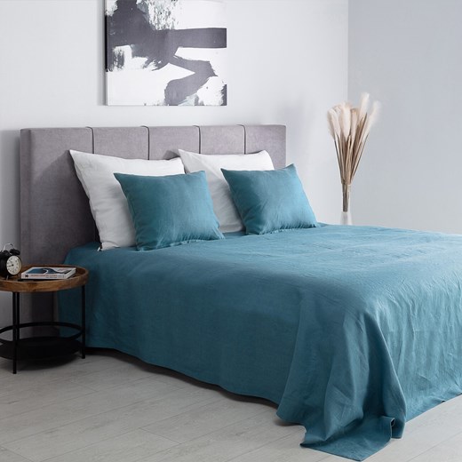 Narzuta na łóżko 260x260 Linen grey-blue Dekoria One Size dekoria.pl