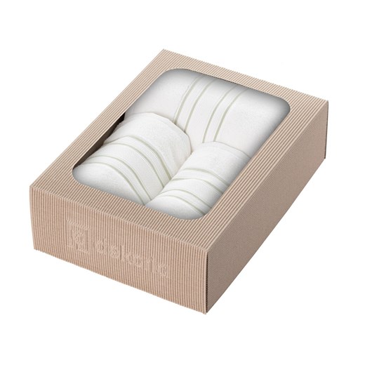 Zestaw ręczników Gunnar 3szt. creamy white green ze sklepu dekoria.pl w kategorii Ręczniki - zdjęcie 172489304