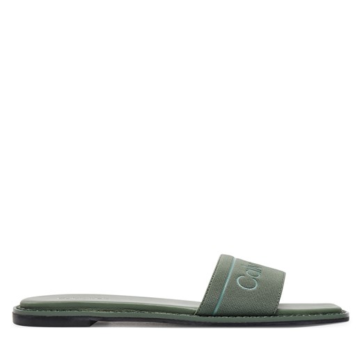 Klapki Calvin Klein Flat Slide He HW0HW01989 Zielony ze sklepu eobuwie.pl w kategorii Klapki damskie - zdjęcie 172529920