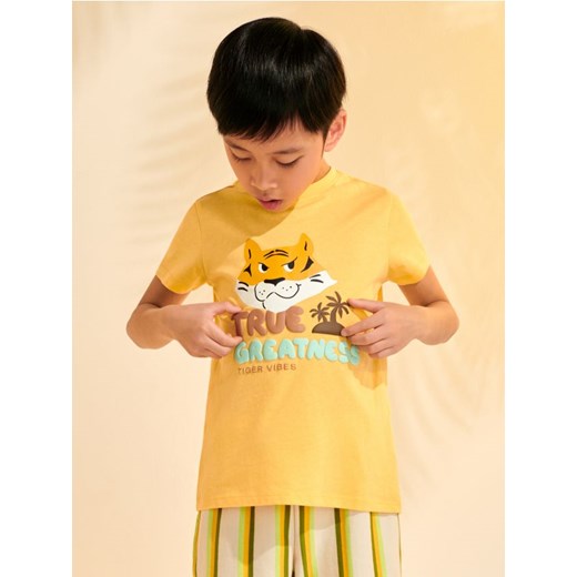 Sinsay - Koszulka z nadrukiem - żółty ze sklepu Sinsay w kategorii T-shirty chłopięce - zdjęcie 172530611