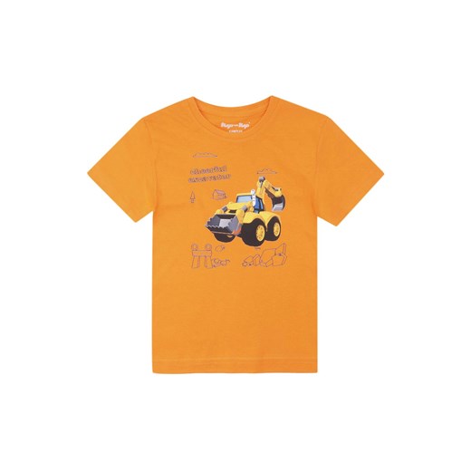 Koszulka chłopięca z krótkim rękawem pomarańczowa z koparką ze sklepu 5.10.15 w kategorii T-shirty chłopięce - zdjęcie 172530953