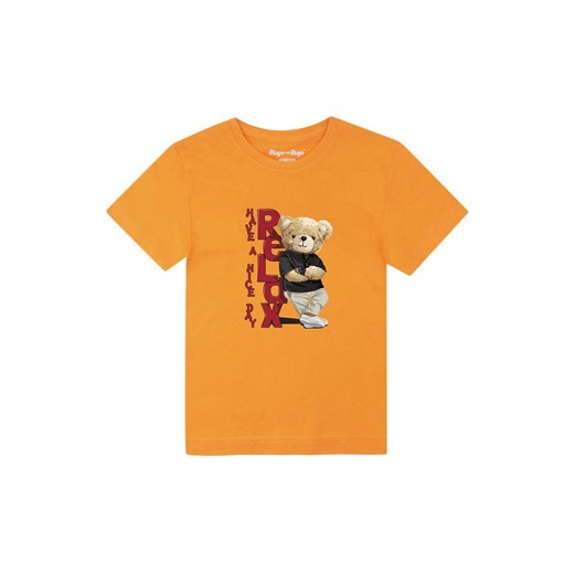 Koszulka dziecięca pomarańczowa z misiem ze sklepu 5.10.15 w kategorii T-shirty chłopięce - zdjęcie 172530994