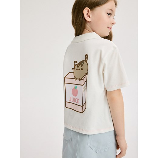 Reserved - T-shirt polo Pusheen - złamana biel ze sklepu Reserved w kategorii Bluzki dziewczęce - zdjęcie 172531790