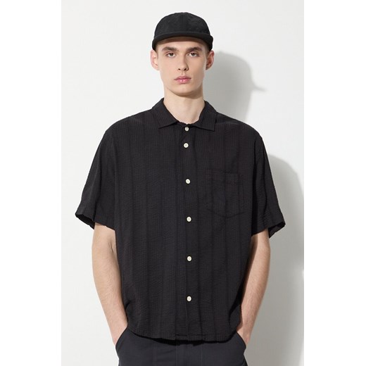Corridor koszula Striped Seersucker męska kolor czarny regular SS0014 ze sklepu PRM w kategorii Koszule męskie - zdjęcie 172532531