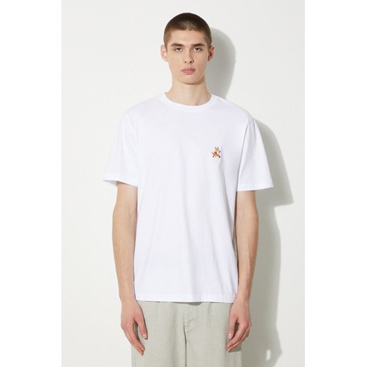 Maison Kitsuné t-shirt bawełniany Speedy Fox Patch Comfort Tee Shirt męski kolor biały z aplikacją MM00125KJ0008 ze sklepu PRM w kategorii T-shirty męskie - zdjęcie 172532740