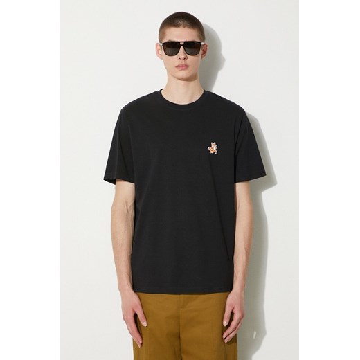 Maison Kitsuné t-shirt bawełniany Speedy Fox Patch Comfort Tee Shirt męski kolor czarny z aplikacją MM00125KJ0008 ze sklepu PRM w kategorii T-shirty męskie - zdjęcie 172532742