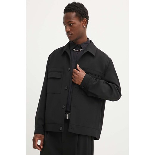 HUGO kurtka z domieszką wełny kolor czarny przejściowa 50520384 ze sklepu ANSWEAR.com w kategorii Kurtki męskie - zdjęcie 172533854