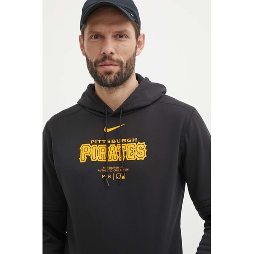 Nike bluza Pittsburgh Pirates męska kolor czarny z kapturem z nadrukiem ze sklepu ANSWEAR.com w kategorii Bluzy męskie - zdjęcie 172534202