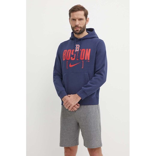 Nike bluza Boston Red Sox męska kolor granatowy z kapturem z nadrukiem ze sklepu ANSWEAR.com w kategorii Bluzy męskie - zdjęcie 172534212