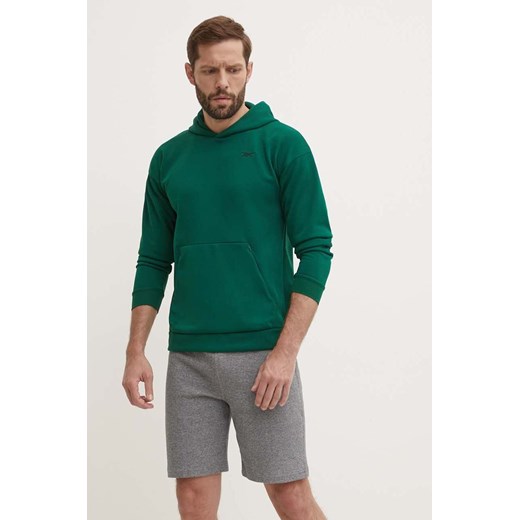 Reebok bluza Strength męska kolor zielony z kapturem gładka 100075763 ze sklepu ANSWEAR.com w kategorii Bluzy męskie - zdjęcie 172534272