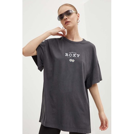 Roxy t-shirt bawełniany SWEETER SUN damski kolor szary ERJZT05718 ze sklepu ANSWEAR.com w kategorii Bluzki damskie - zdjęcie 172534531