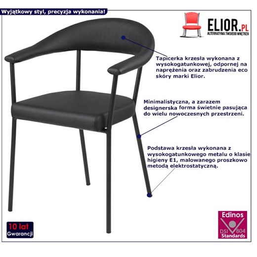Czarne krzesło tapicerowane - Raffo Elior One Size Edinos.pl