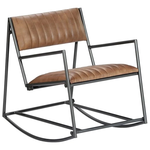 Jasno brązowy fotel bujany ze skóry naturalnej do salonu -Tono ze sklepu Edinos.pl w kategorii Fotele - zdjęcie 172535531