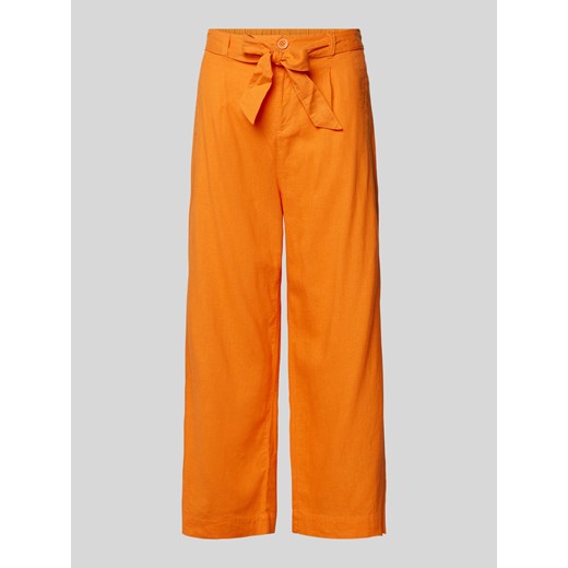 Spodnie lniane z szeroką,skróconą nogawką ze sklepu Peek&Cloppenburg  w kategorii Spodnie damskie - zdjęcie 172537094