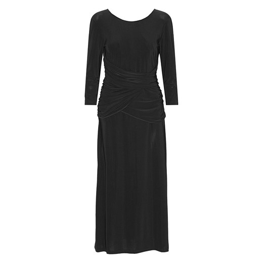 Sukienka Ilse Jacobsen czarna z elastanu maxi z długimi rękawami z okrągłym dekoltem 