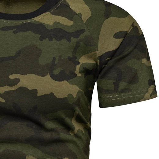 Wielokolorowy t-shirt męski Recea w militarnym stylu z krótkimi rękawami 