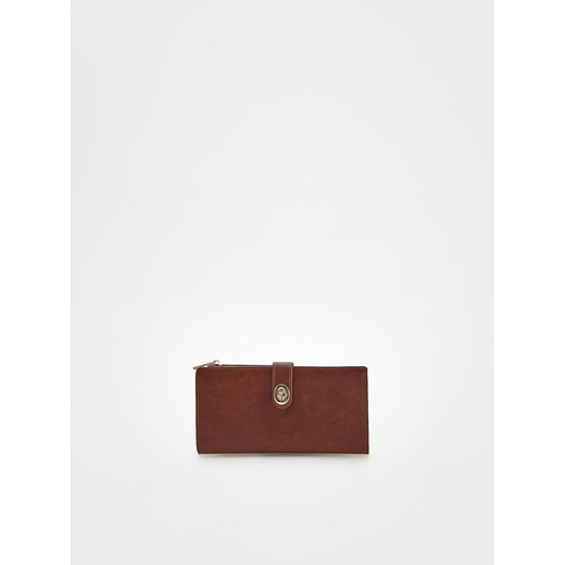 Reserved - Portfel z dekoracyjnym zapięciem - brązowy ze sklepu Reserved w kategorii Portfele damskie - zdjęcie 172539512
