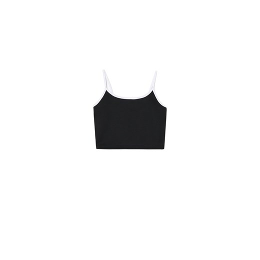 Cropp - Czarny top z białymi ramiączkami - czarny ze sklepu Cropp w kategorii Bluzki damskie - zdjęcie 172541254
