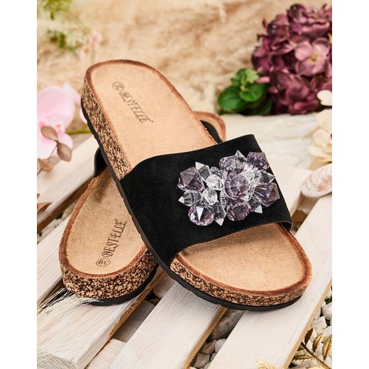 Klapki damskie Royalfashion.pl czarne na lato