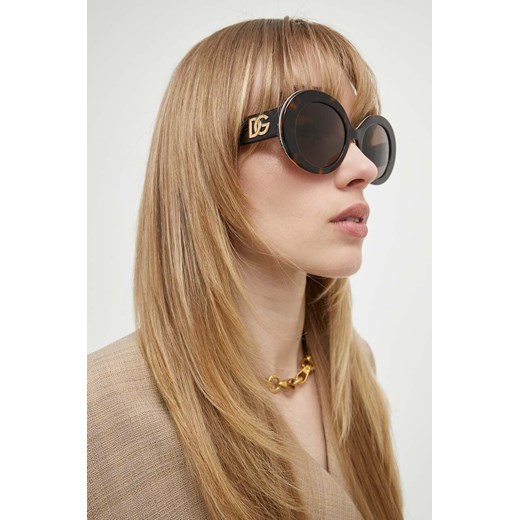 Dolce &amp; Gabbana okulary przeciwsłoneczne damskie kolor brązowy 0DG4448 Dolce & Gabbana 51 ANSWEAR.com