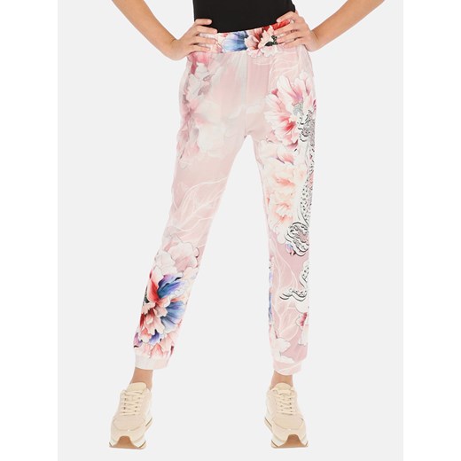 Dzianinowe spodnie z motywem kwiatów i smoka L'AF Lorna ze sklepu Eye For Fashion w kategorii Spodnie damskie - zdjęcie 172544494