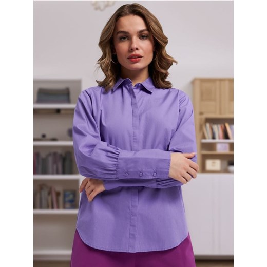 Sinsay - Koszula z bufiastymi rękawami - fioletowy ze sklepu Sinsay w kategorii Koszule damskie - zdjęcie 172545331