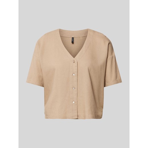 Bluzka z mieszanki wiskozy i lnu z dekoltem w serek model ‘JESMILO’ Vero Moda L Peek&Cloppenburg 