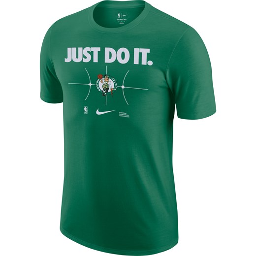 T-shirt męski zielony Nike z napisami z krótkimi rękawami 