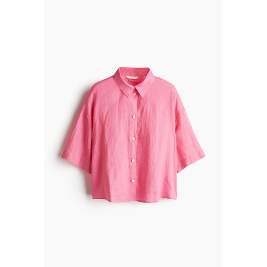 H & M - Lniana koszula - Różowy H & M XS H&M