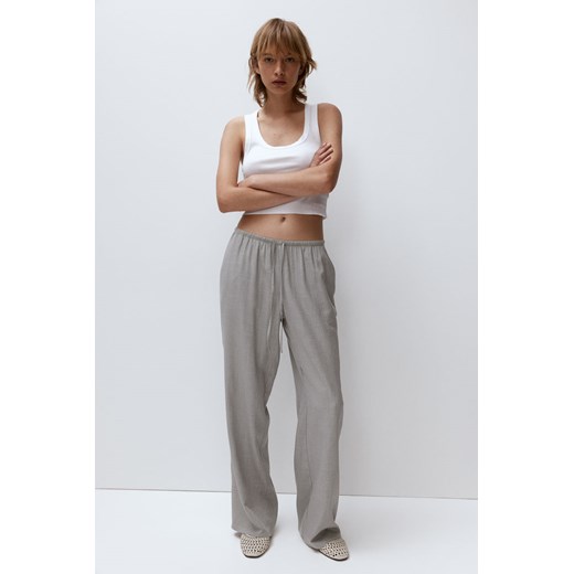 H & M - Spodnie bez zapięcia z domieszką lnu - Szary ze sklepu H&M w kategorii Spodnie damskie - zdjęcie 172547763