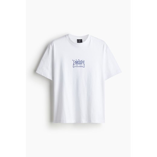 H & M - T-shirt z nadrukiem Loose Fit - Biały ze sklepu H&M w kategorii Bluzki damskie - zdjęcie 172547781