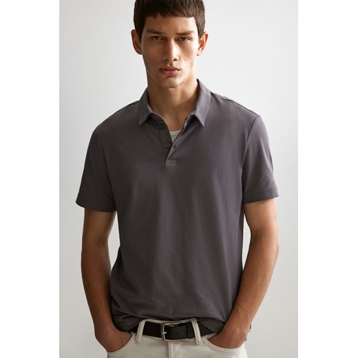 H & M - Top polo COOLMAX Slim Fit - Szary ze sklepu H&M w kategorii T-shirty męskie - zdjęcie 172547792