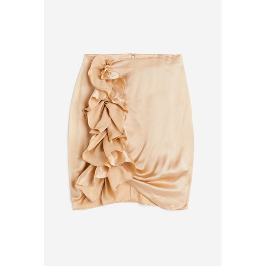 H & M - Drapowana spódnica z falbaną - Beżowy ze sklepu H&M w kategorii Spódnice - zdjęcie 172547824