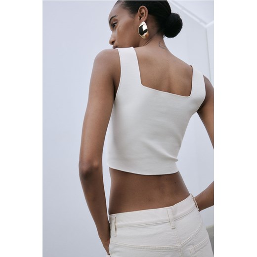 H & M - Krótki top bez rękawów - Biały ze sklepu H&M w kategorii Bluzki damskie - zdjęcie 172547851
